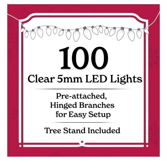 4 ft Pre-Lit Indiana Spruce White Valentine's Christmas Tree, Clear LED Lights - Picture 5 of 7